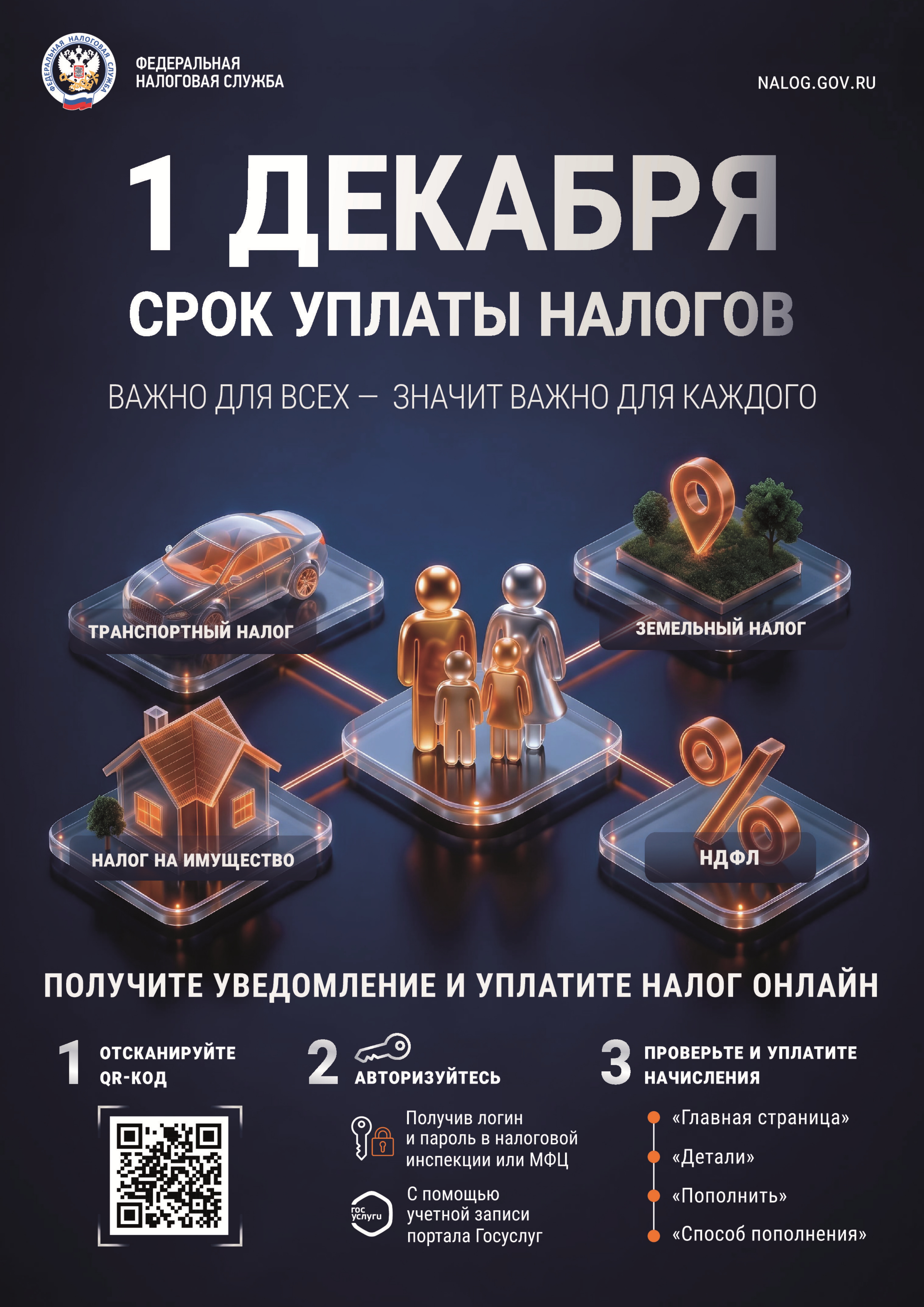 В рамках проведения ежегодной налоговой кампании по соблюдению уплаты физическими лицами имущественных налогов до 01 декабря 2026 г.